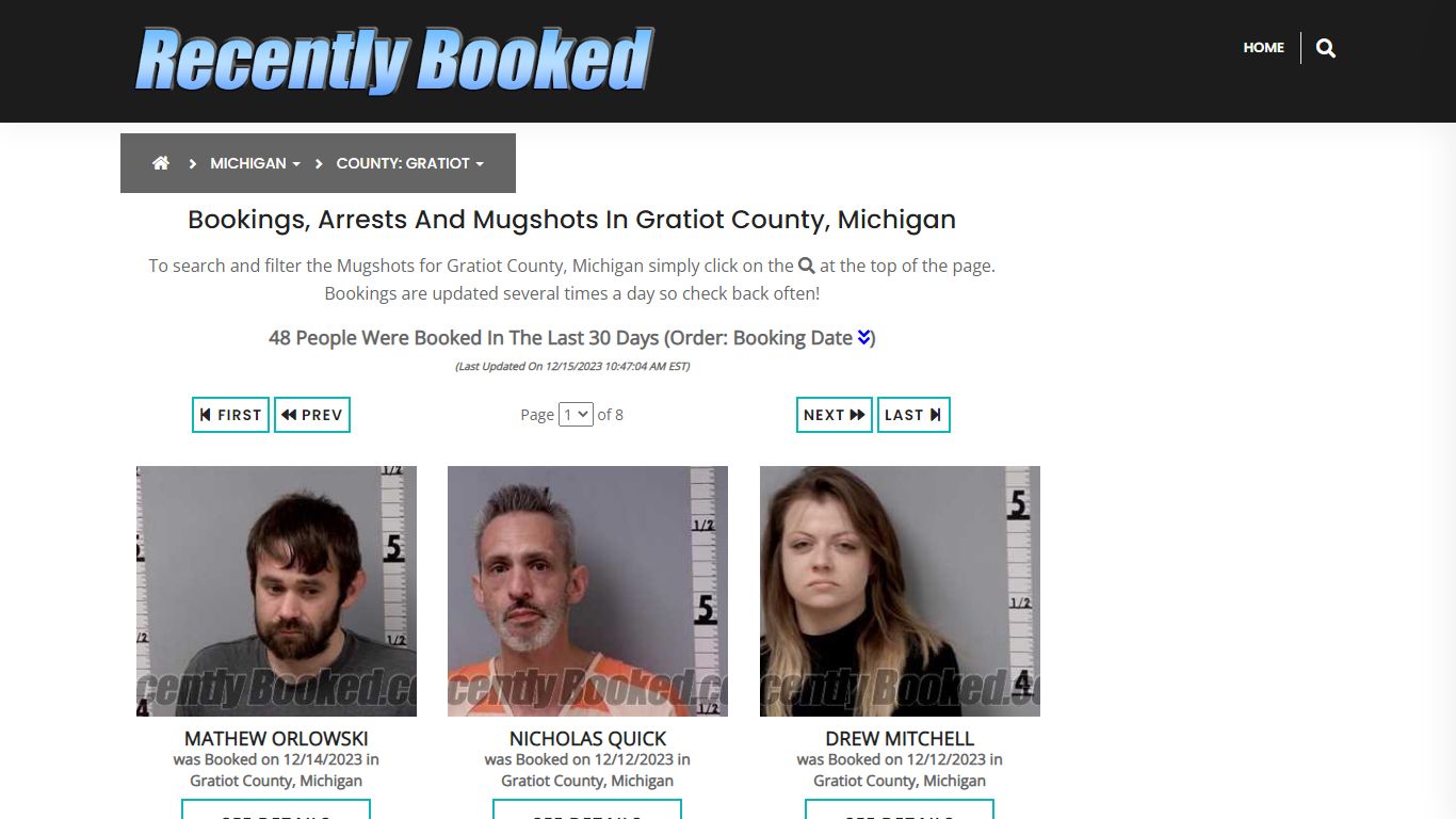 Recent bookings, Arrests, Mugshots in Gratiot County, Michigan
